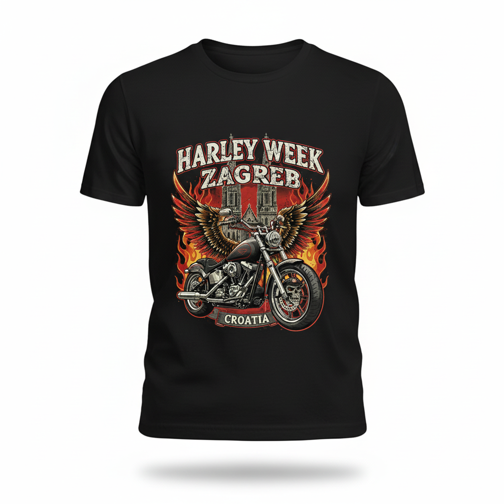 Harley Week Zagreb 2026 muška crna majica