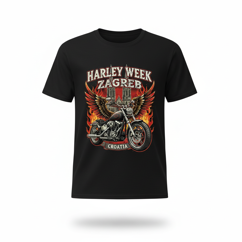 Harley Week Zagreb 2026 dječja crna majica